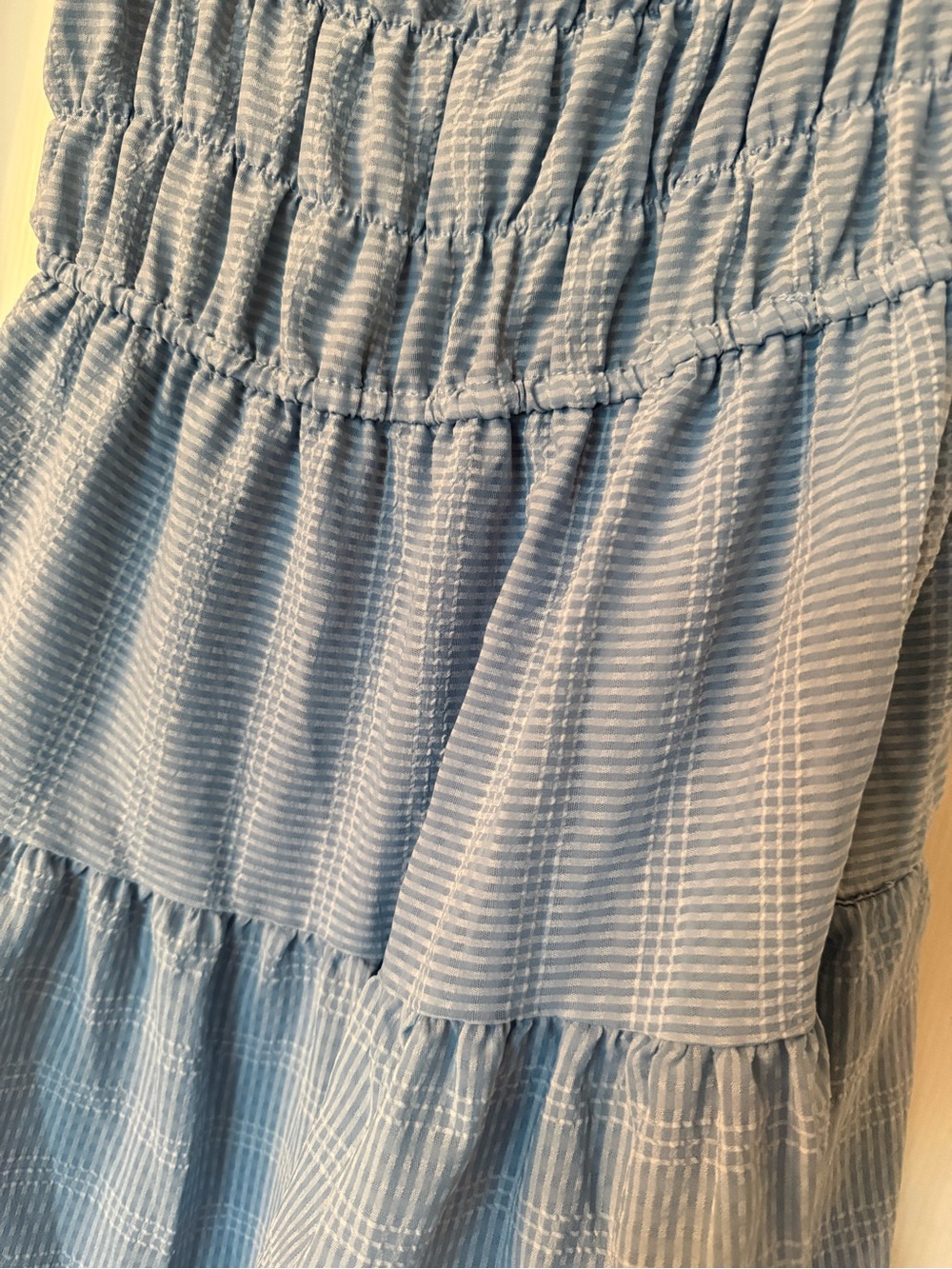 Liberty Love Light Blue Smocked Tiered Dress with Puff Sleeves - Picture 2 of 3